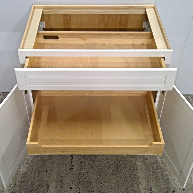 36" White 2-Drawer Plywood Base Cabinet