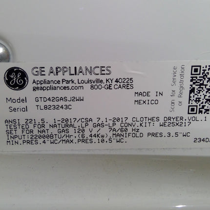 GE 7.2 cu. ft. Capacity Aluminized Alloy Drum Gas Dryer