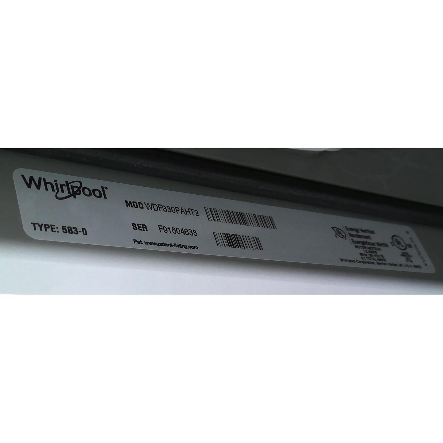 24" White Whirlpool Dishwasher