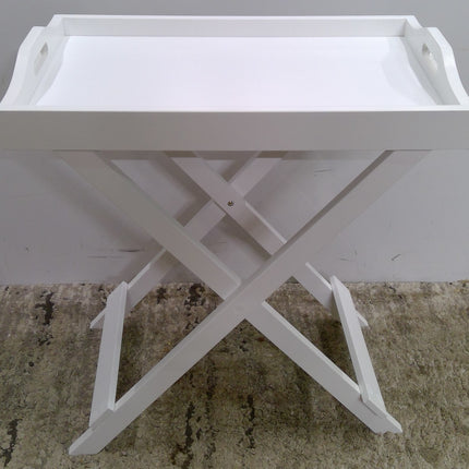 White Folding End Table with Removable Tray Top