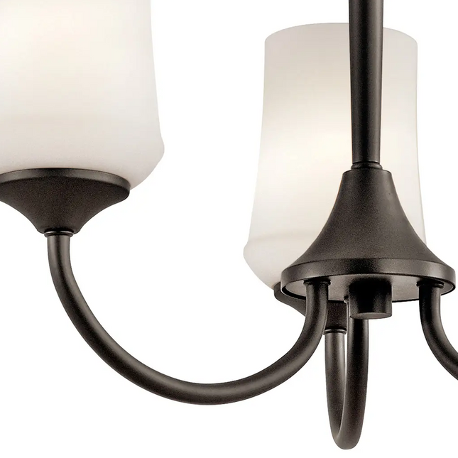 3-Light Olde Bronze Chandelier with Satin Etched Cased Opal Glass