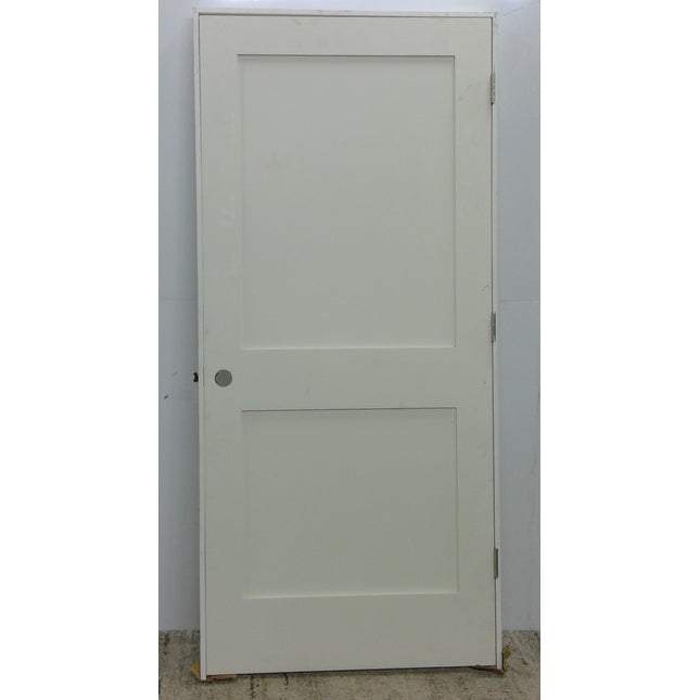 White Prehung Interior Door 36x80 Two Panel Thin Frame Design