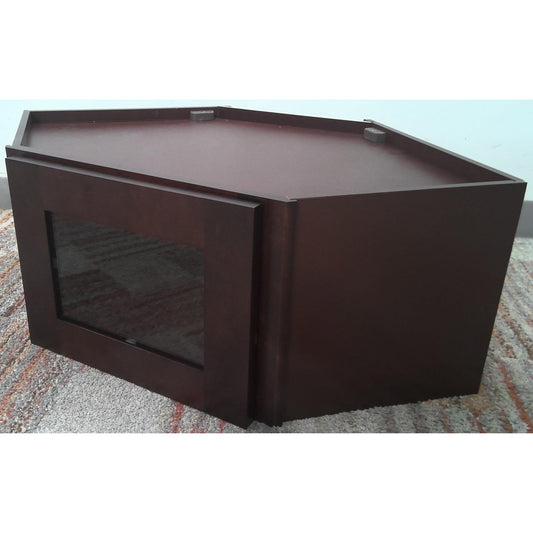 24" Glass Door Espresso Upper Corner Cabinet RTA