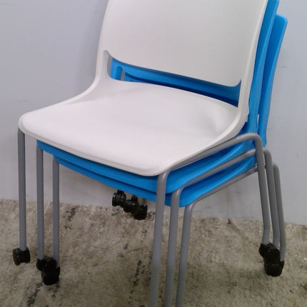 White Rolling Armless Stackable Guest Chair