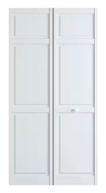36 in. x 80 in. White 6-Panel Solid Core Wood Interior Closet Bi-Fold Door