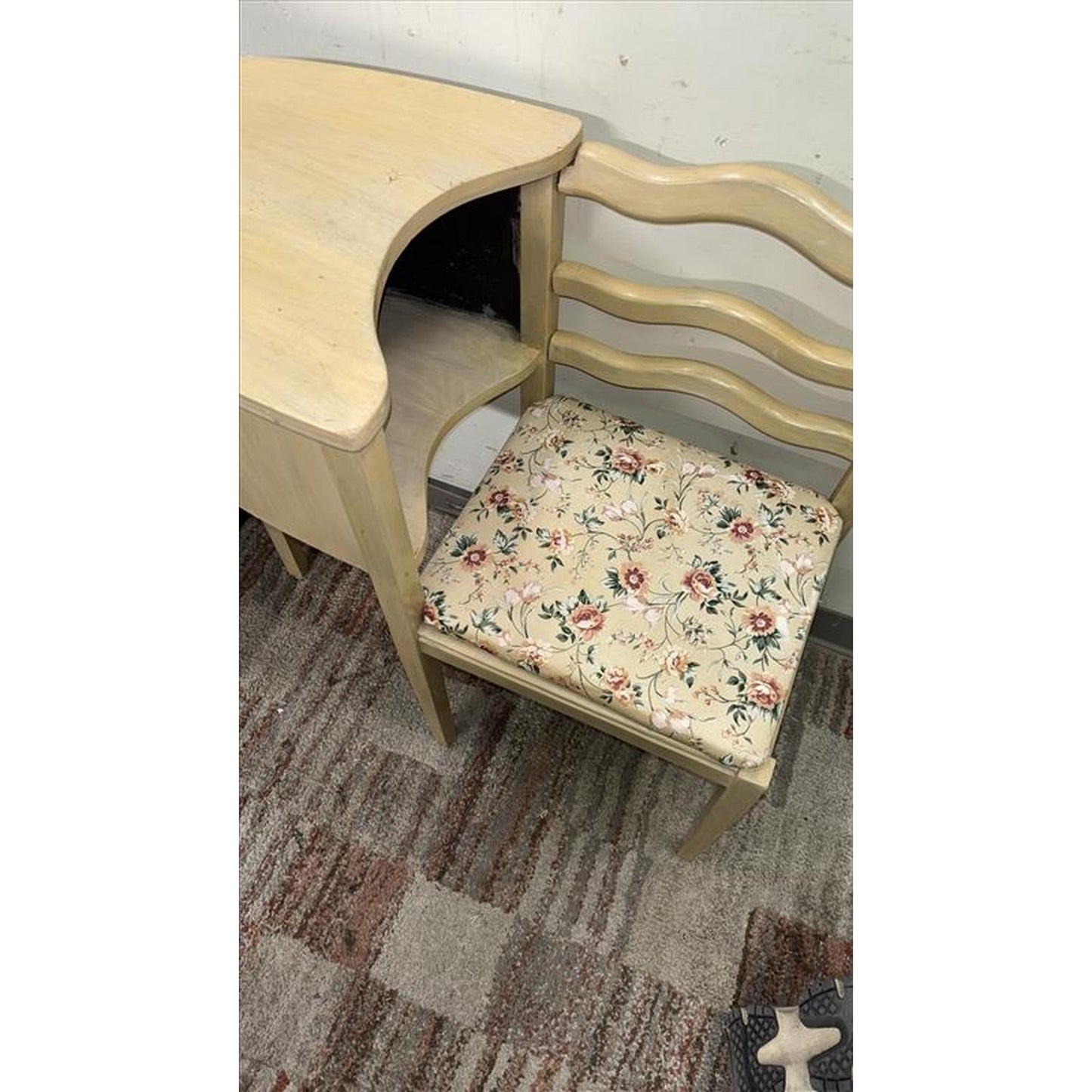 Cream Desk With Chair Attached