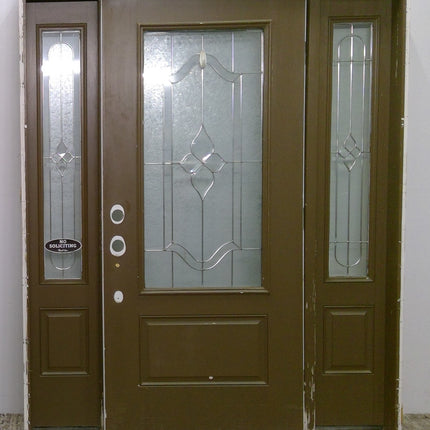 Prehung Brown/White Entry Door with Sidelights