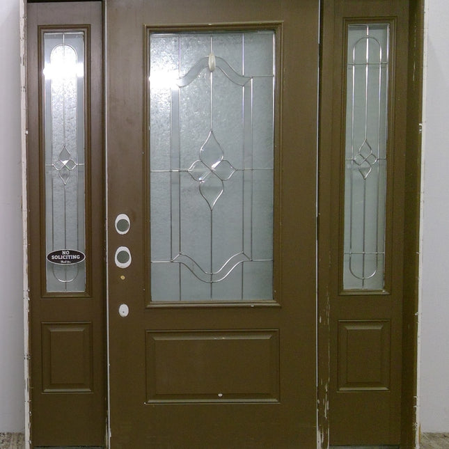 Prehung Brown/White Entry Door with Sidelights