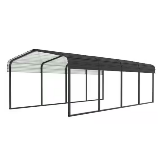 VEIKOUS 12 ft. W x 20 ft. D Carport Steel Car Canopy and Shelter in Gray (5 Boxes)