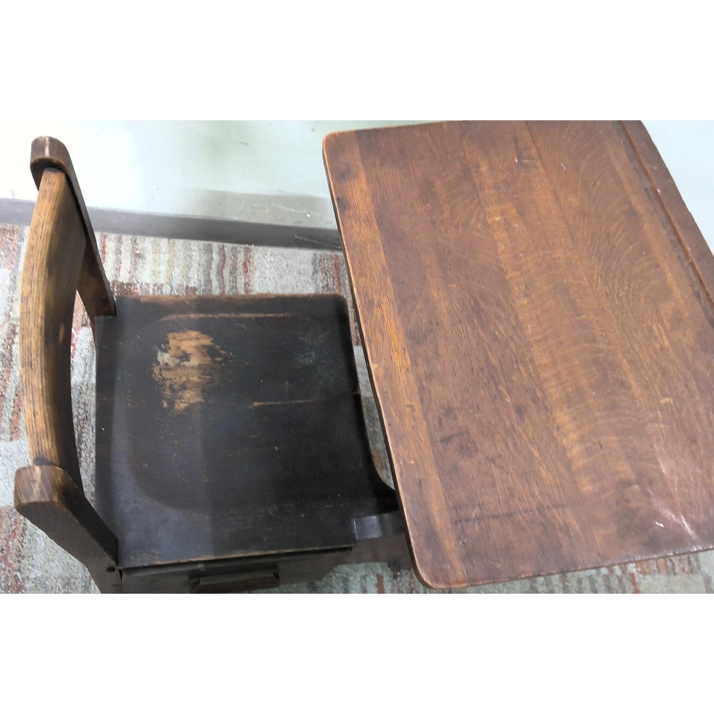 Antique Wood School Desk