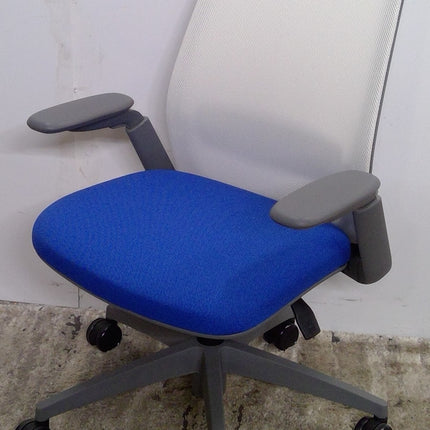 White, Blue, and Gray Office Chair