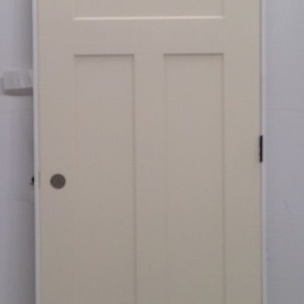 30" x 80" Prehung White 3-Panel Hollow Core Door