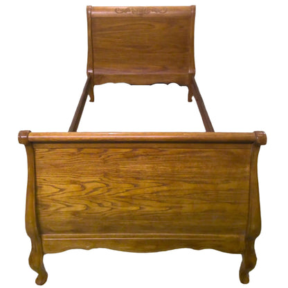 Carved Oak Twin Bed Frame