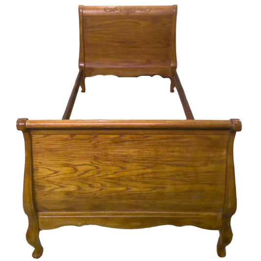 Carved Oak Twin Bed Frame