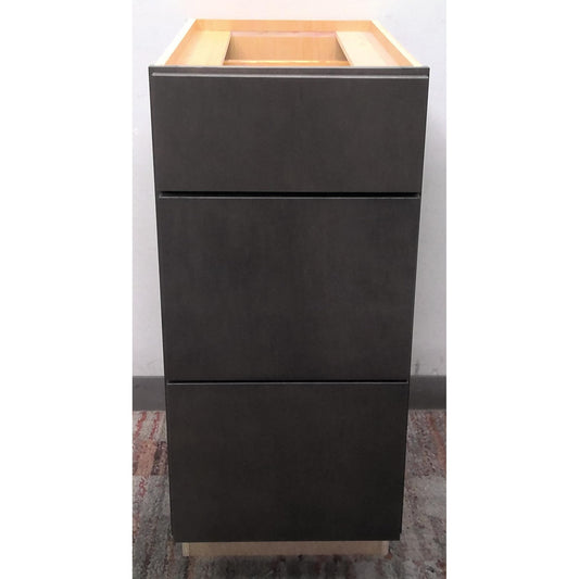15" Gray 3-Drawer Base Cabinet